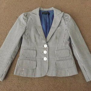 Nanette Lepore White/navy Pinstripe Blazer Jacket
